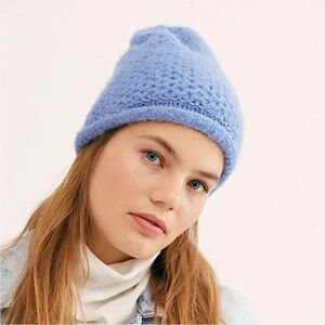 Free People Dreamland Knit Beanie Blue